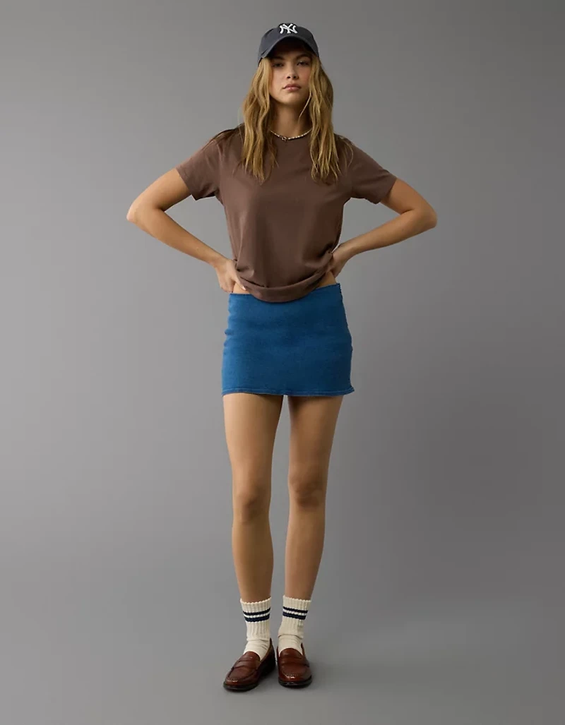 AE Next Level Low-Rise Denim Micro Skort