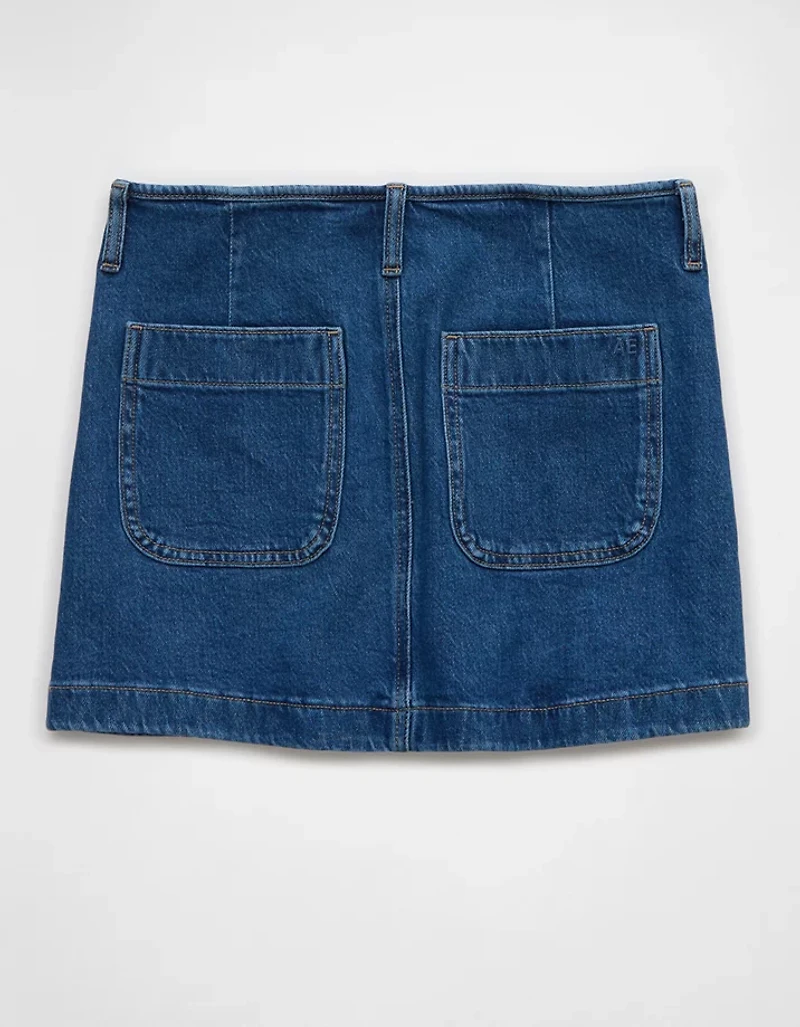 AE Stretch Low-Rise A-Line Denim Mini Skirt