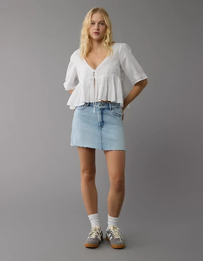 Minijupe en denim parfaite à taille haute extensible AE