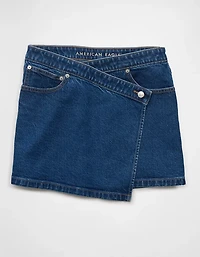 AE Stretch Crossover Denim Mini Skirt