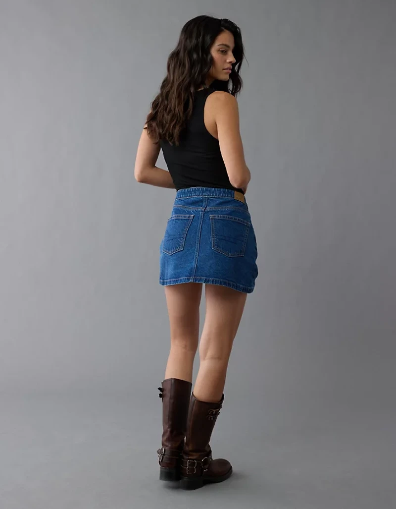 AE Stretch Crossover Denim Mini Skirt