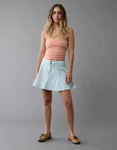 AE Stretch High-Waisted Denim A-Line Mini Skirt