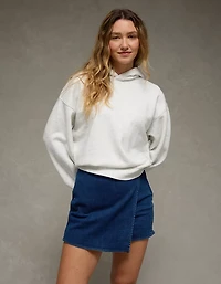 Mini jupe-short portefeuille en denim à taille haute Next Level AE
