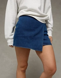 Mini jupe-short portefeuille en denim à taille haute Next Level AE