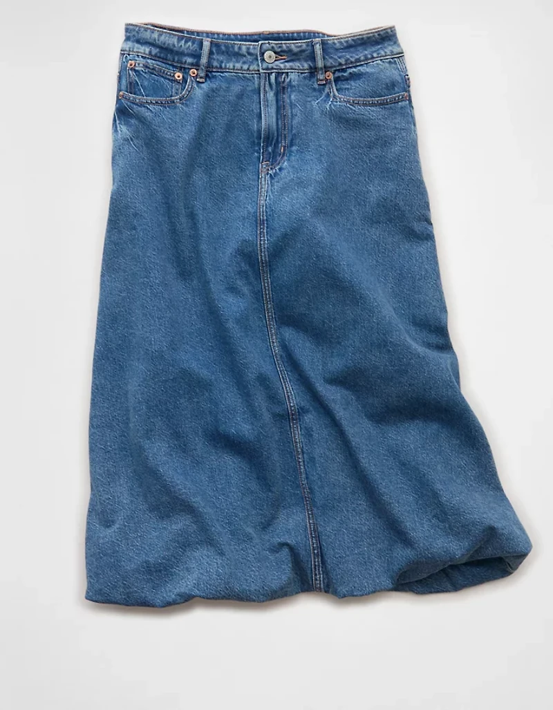 Jupe mi-longue bulle à taille haute AE