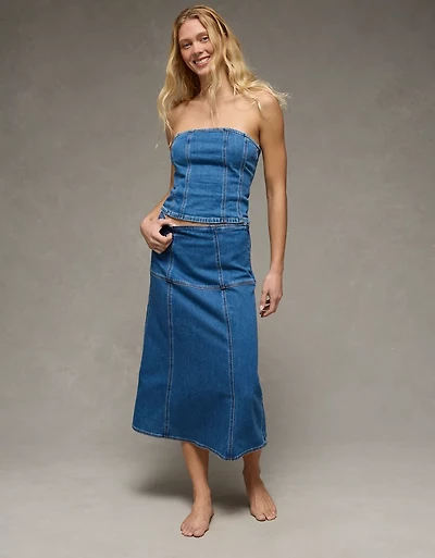 Jupe mi-longue à taille basse Drapé de rêve AE