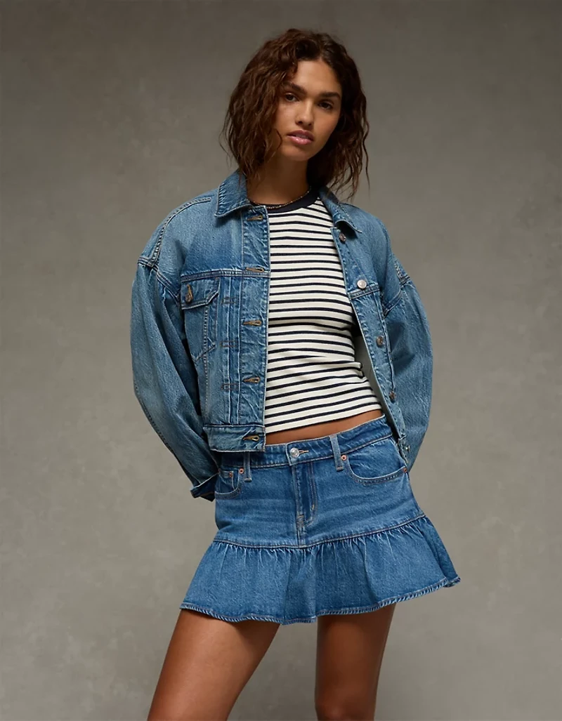 Minijupe à taille haute et volants AE