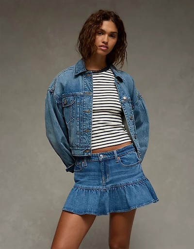 Minijupe à taille haute et volants AE