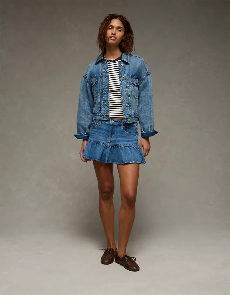 Minijupe à taille haute et volants AE