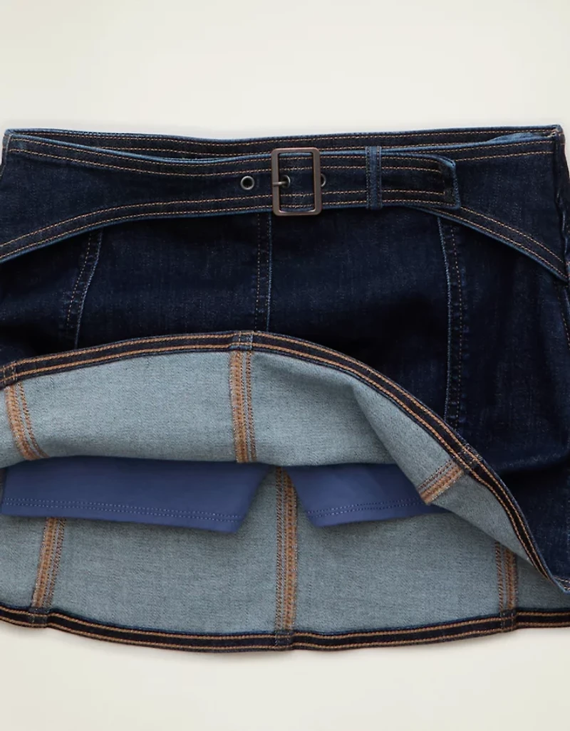 AE Low-Rise Denim It Knit Micro Skirt