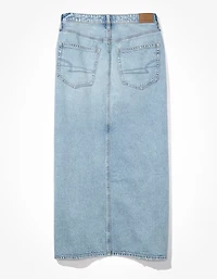 AE Dreamy Drape Low-Rise Denim Maxi Skirt