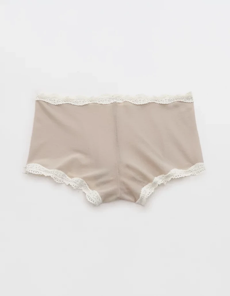 Show Off Mesh Lace Trim Boyshort Underwear