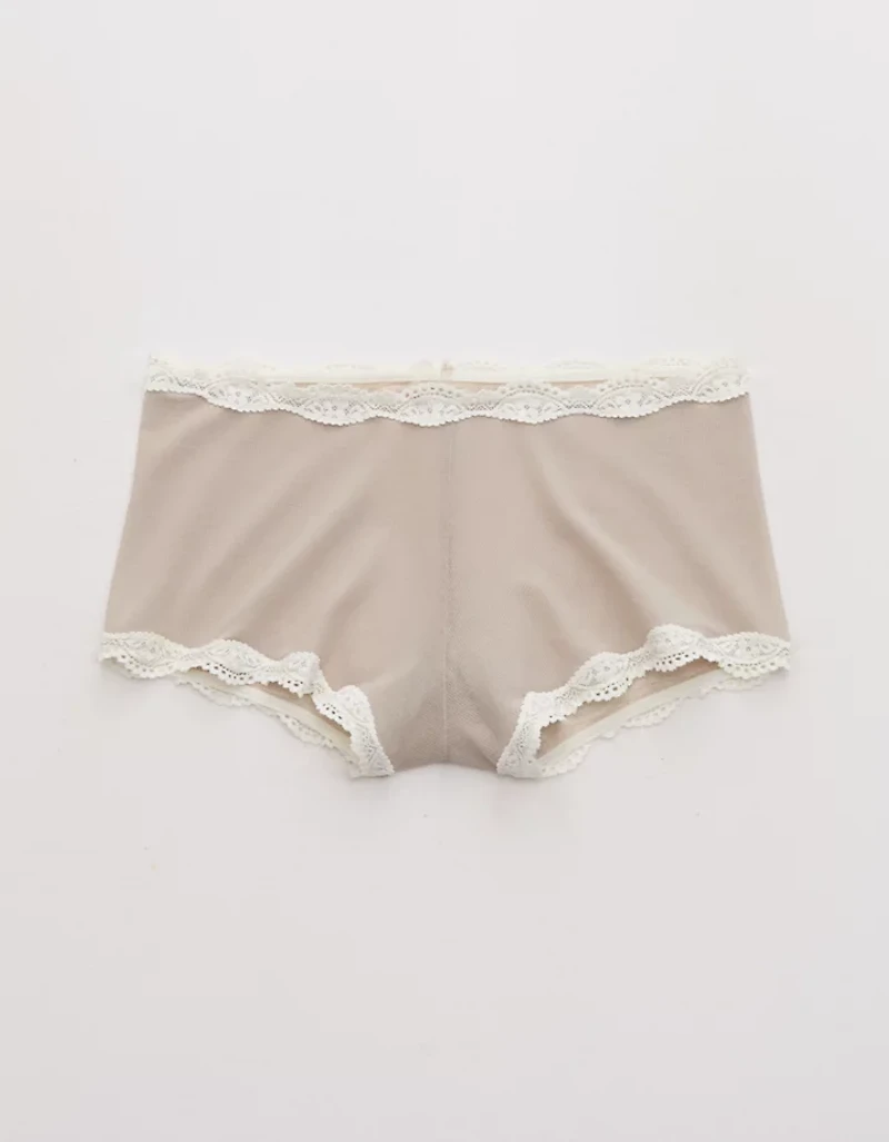 Show Off Mesh Lace Trim Boyshort Underwear