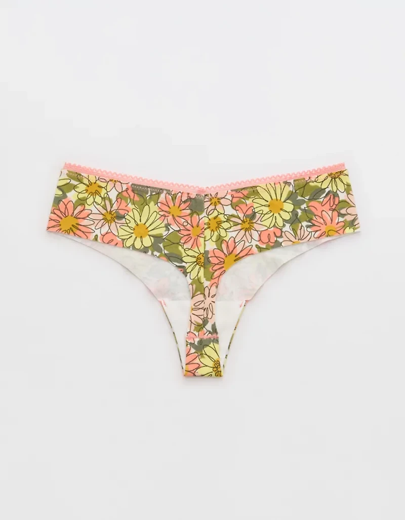 Superchill No Show Cotton Picot Thong Underwear