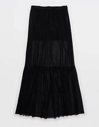 OFFLINE By Aerie Tiered Dot Mesh Maxi Skirt