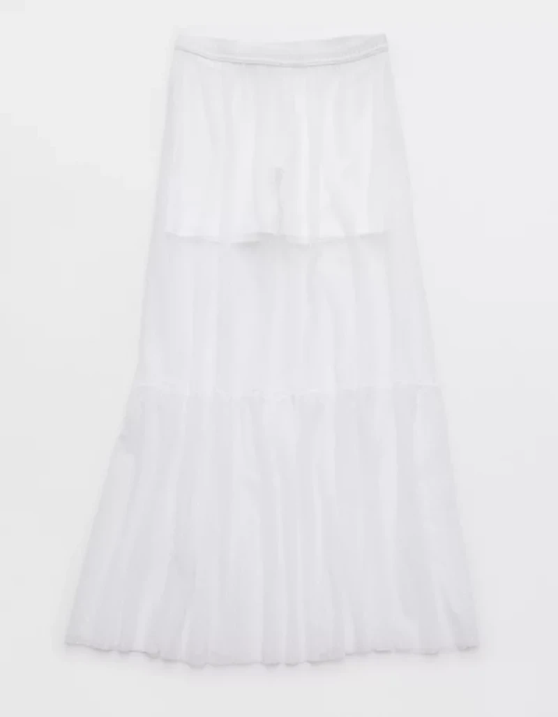 OFFLINE By Aerie Tiered Dot Mesh Maxi Skirt