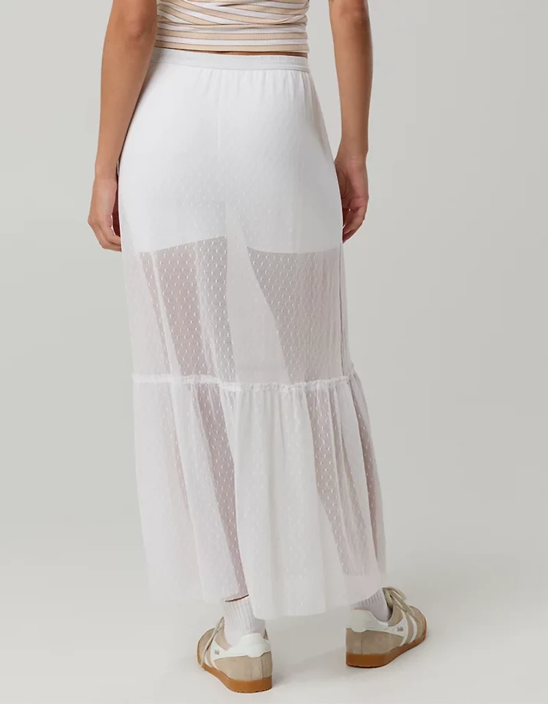 OFFLINE By Aerie Tiered Dot Mesh Maxi Skirt
