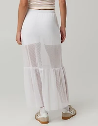 OFFLINE By Aerie Tiered Dot Mesh Maxi Skirt