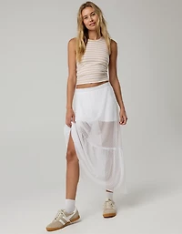 OFFLINE By Aerie Tiered Dot Mesh Maxi Skirt