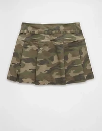 AE Stretch Low-Rise Pleated Camo Mini Skort