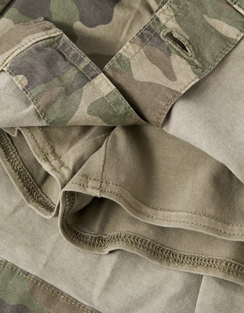 AE Stretch Low-Rise Pleated Camo Mini Skort