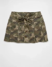 AE Stretch Low-Rise Pleated Camo Mini Skort