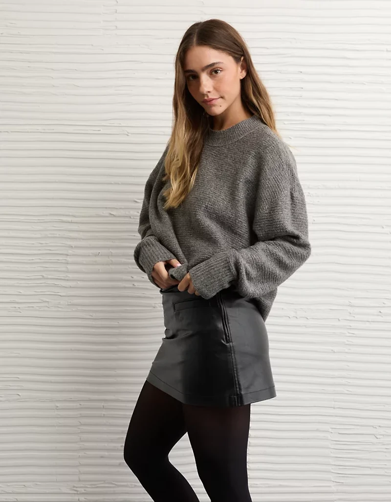 AE Mid-Rise Vegan Leather Skort