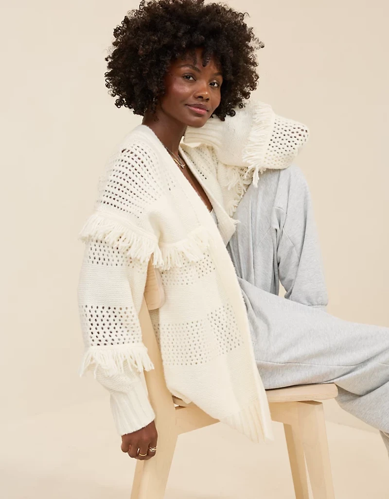 Aerie Fringe Cardigan