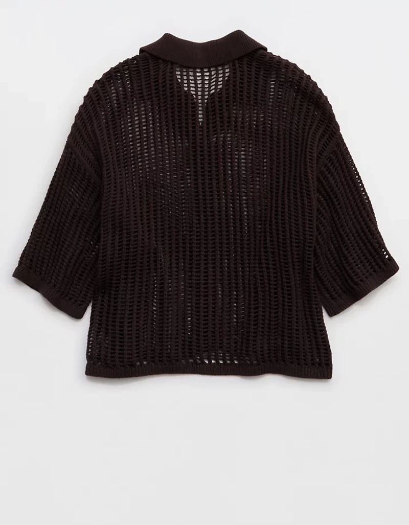 Aerie Short Sleeve Polo Sweater