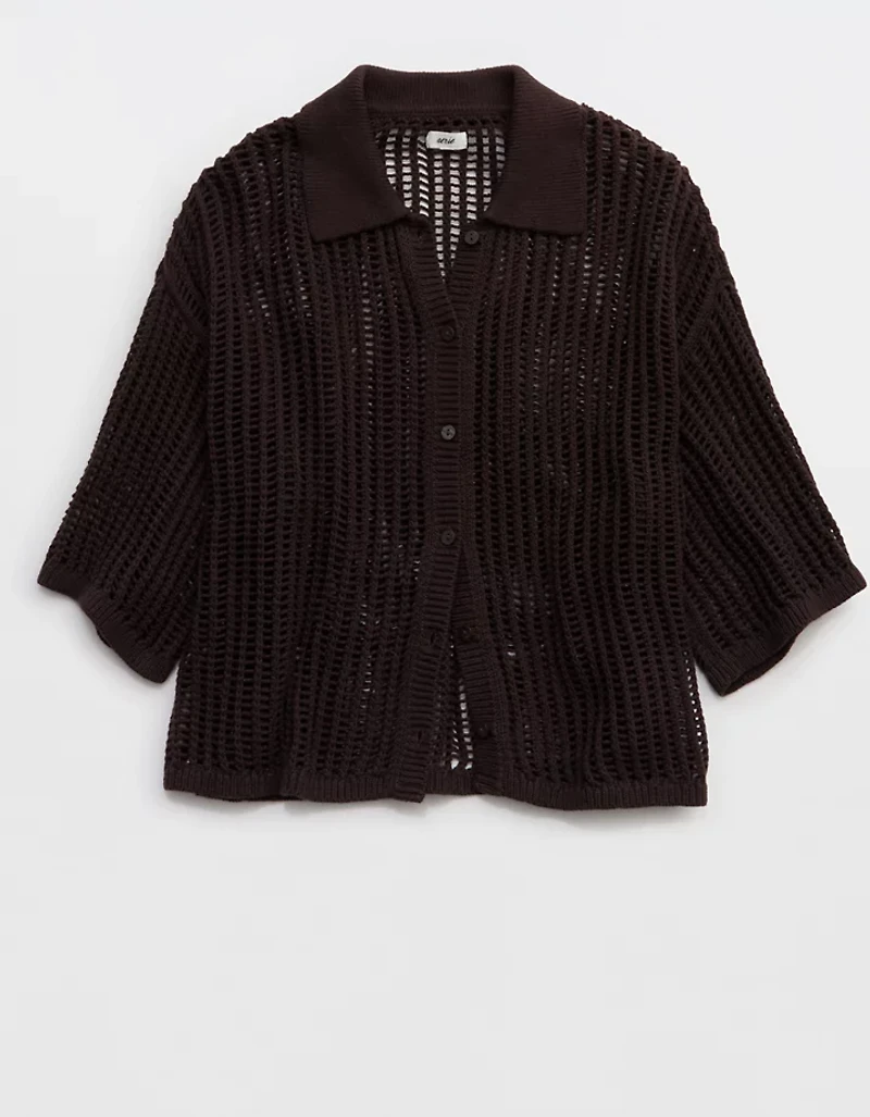Aerie Short Sleeve Polo Sweater