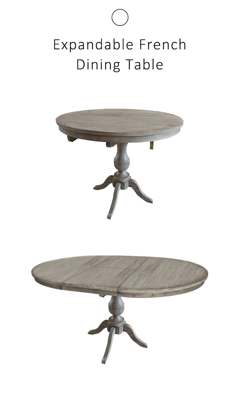 French Gray Wood Expandable Dining Table