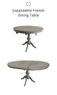 French Gray Wood Expandable Dining Table