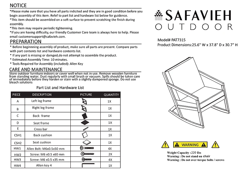 Wooden Outdoor Rocking Chair with Navy Cushions