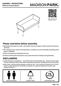 Wellburn Ivory Upholstered Bench