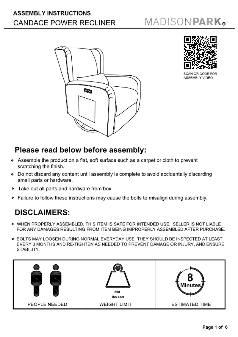 Candace Beige Power Recliner with USB Ports