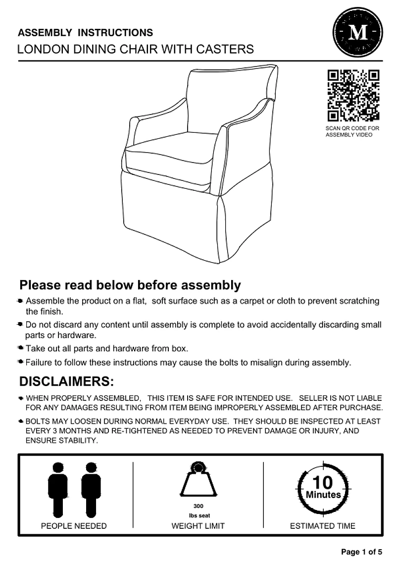 Gray London Skirted Dining Chair with Casters