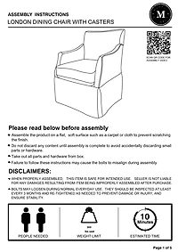 Gray London Skirted Dining Chair with Casters