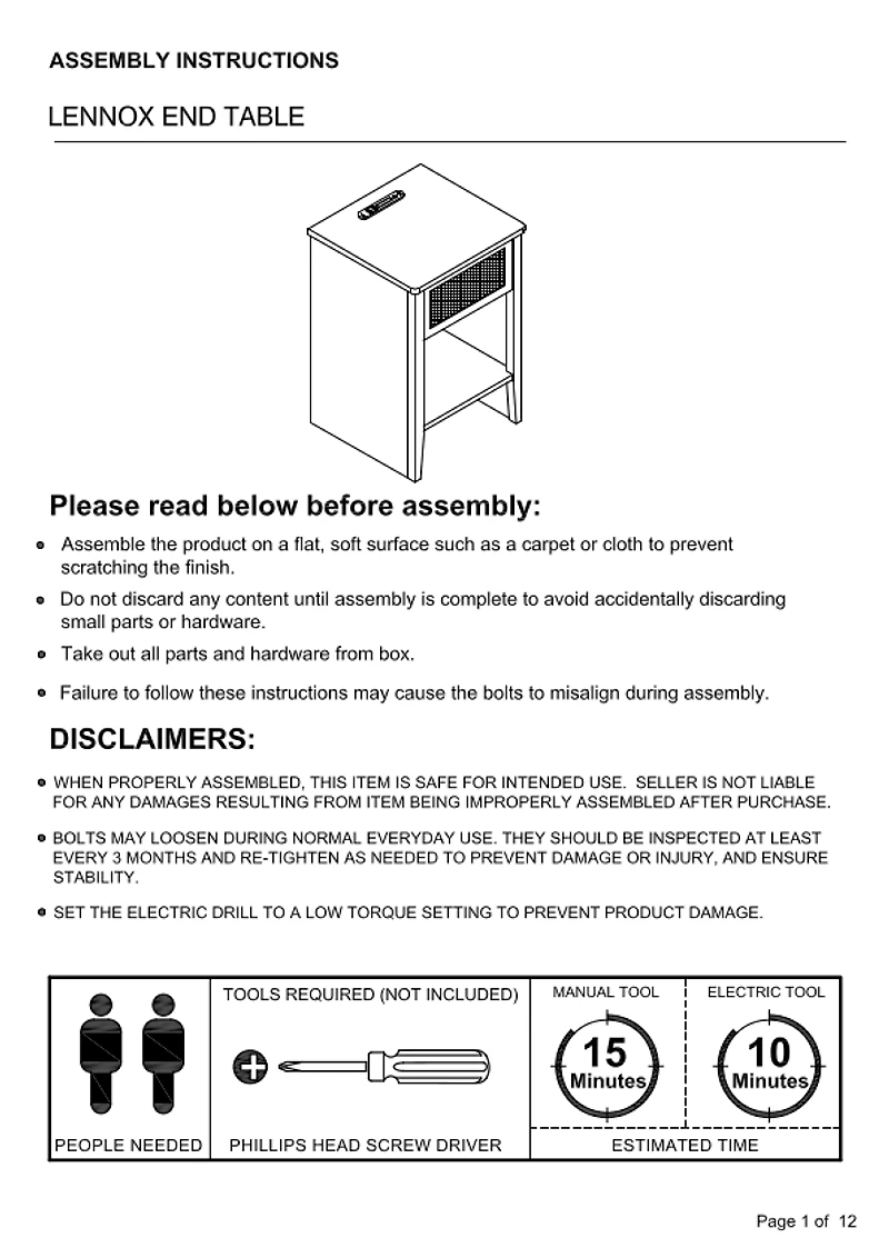 Lennox Natural Rattan Charging End Table