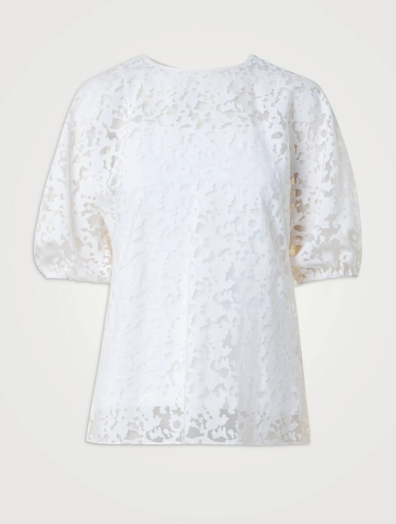 Puff-Sleeve Kaleidoscope Burnout Top