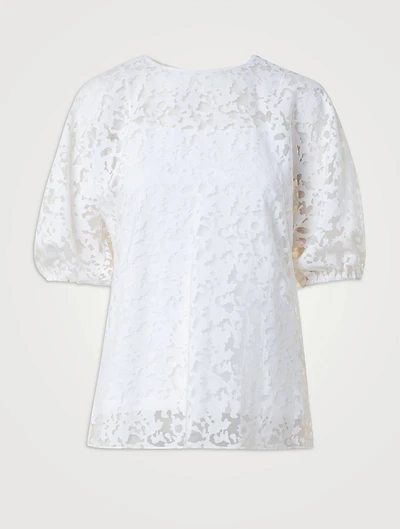 Puff-Sleeve Kaleidoscope Burnout Top