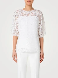 Puff-Sleeve Kaleidoscope Burnout Top