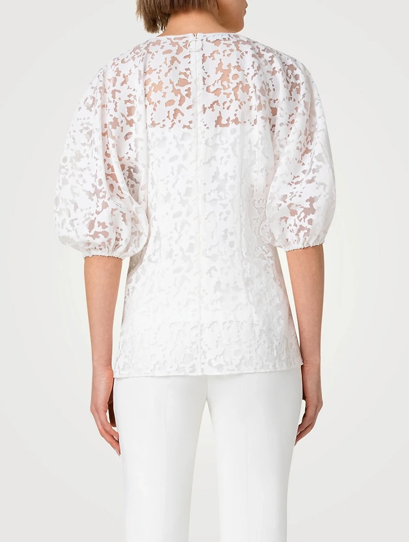 Puff-Sleeve Kaleidoscope Burnout Top