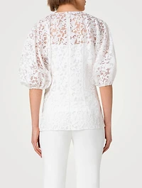 Puff-Sleeve Kaleidoscope Burnout Top