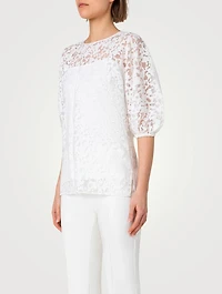 Puff-Sleeve Kaleidoscope Burnout Top