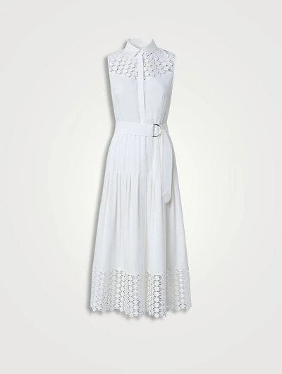 Belted Embroidered Poplin Shirt Dress