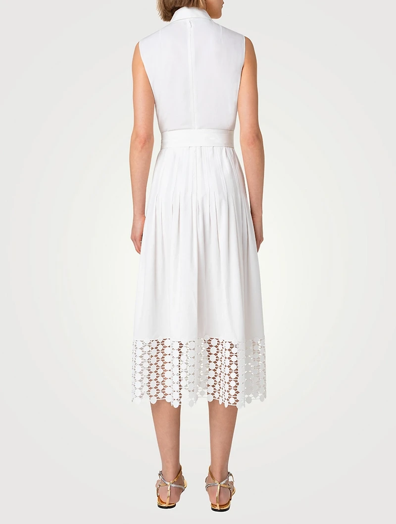 Belted Embroidered Poplin Shirt Dress