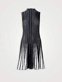 Structured Stripes Merino Wool Dress