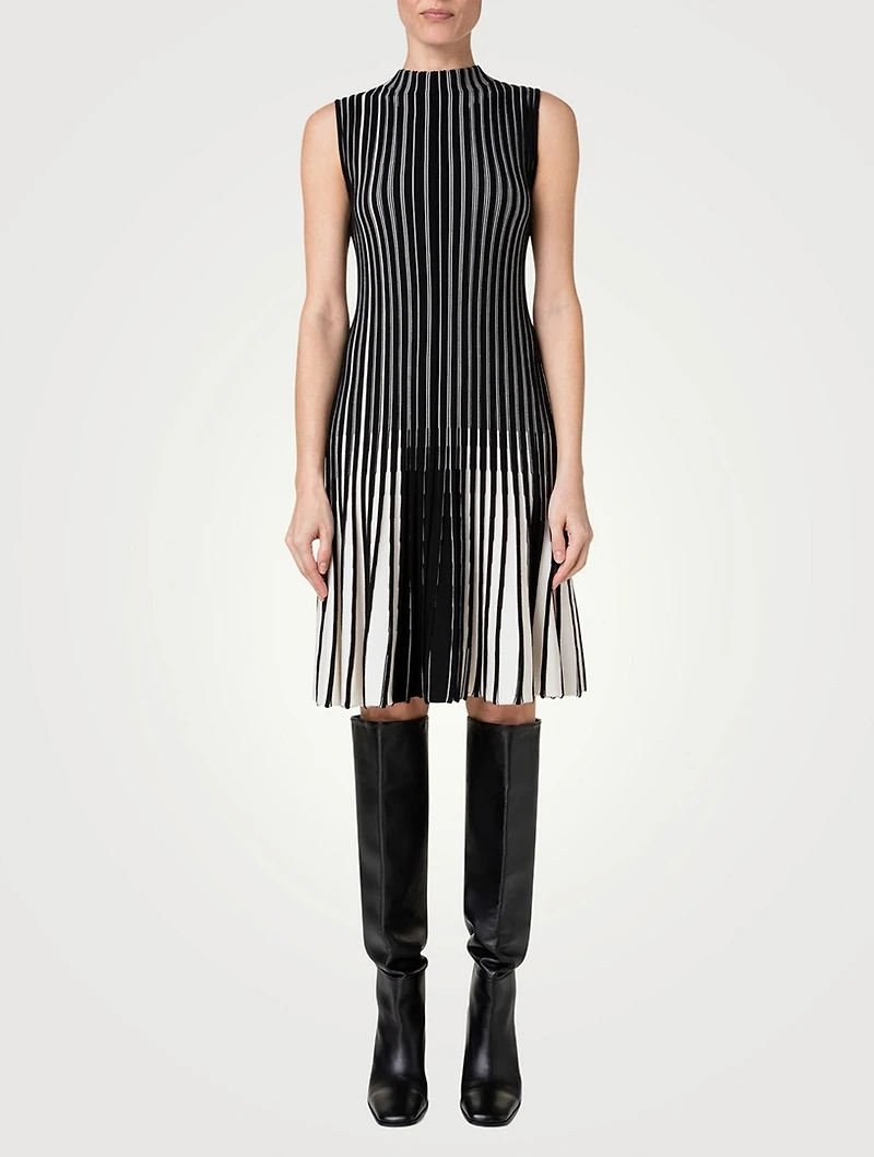 Structured Stripes Merino Wool Dress