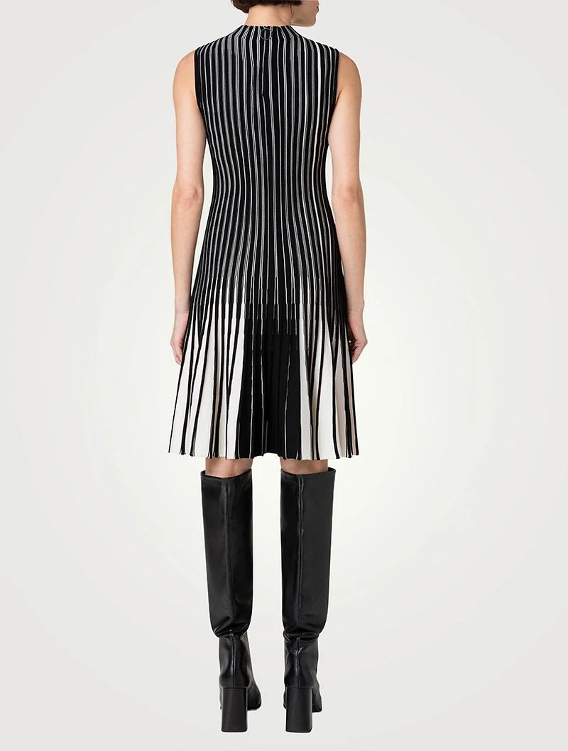 Structured Stripes Merino Wool Dress