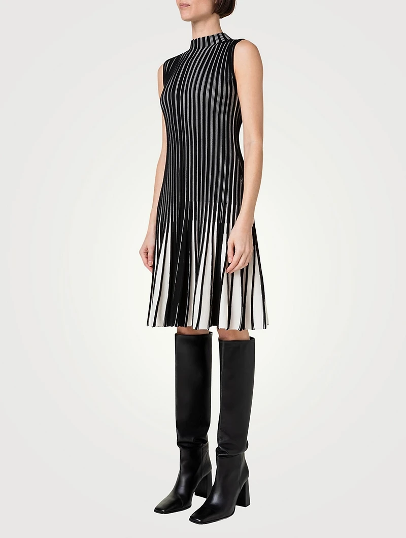 Structured Stripes Merino Wool Dress